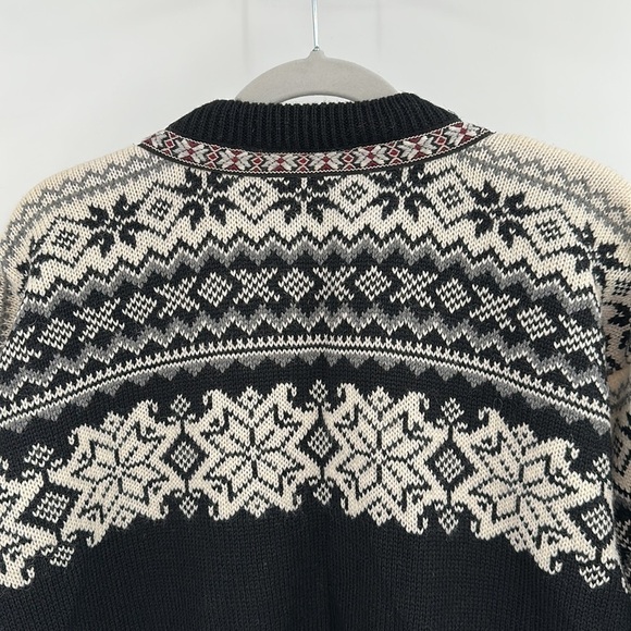 Norlender Black & White Fair Isle Wool Sweater Size Small - Picture 4 of 12
